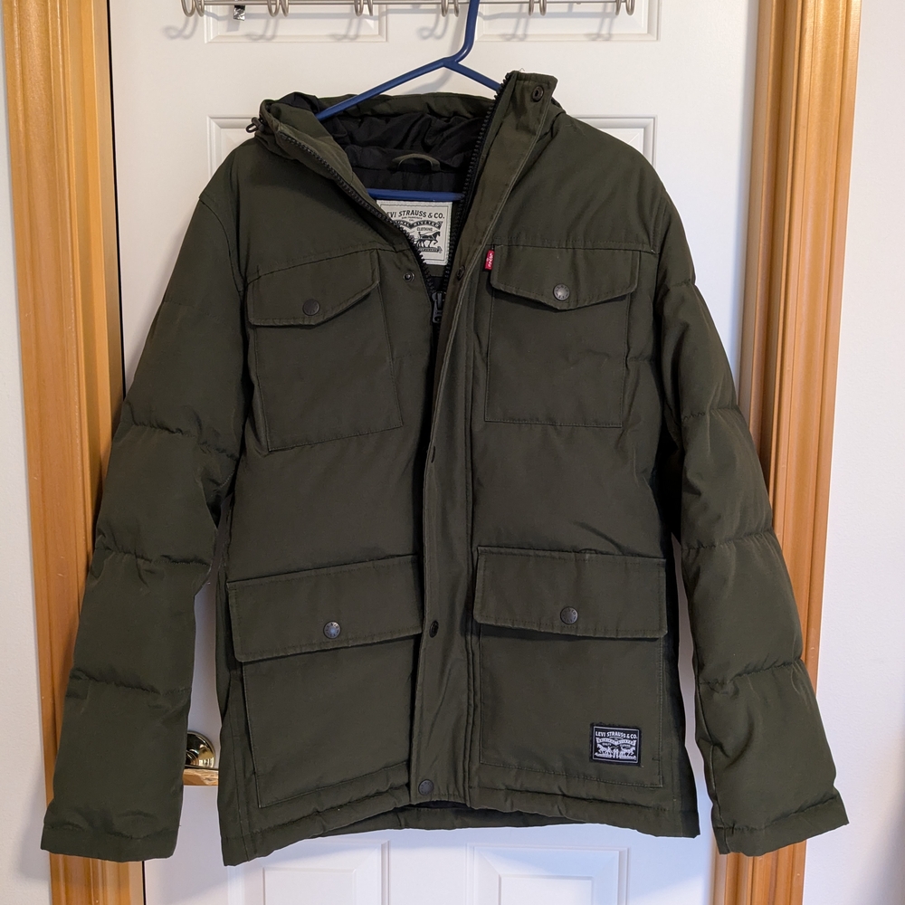 Levi's Dark Green Olive Puffer Jacket